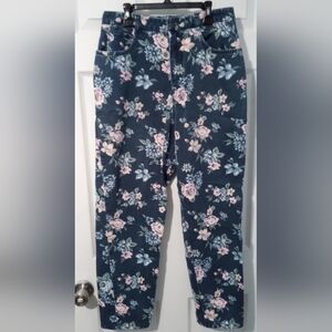 Talbots Vintage Floral High Rise Jeans - Blue and Pink
